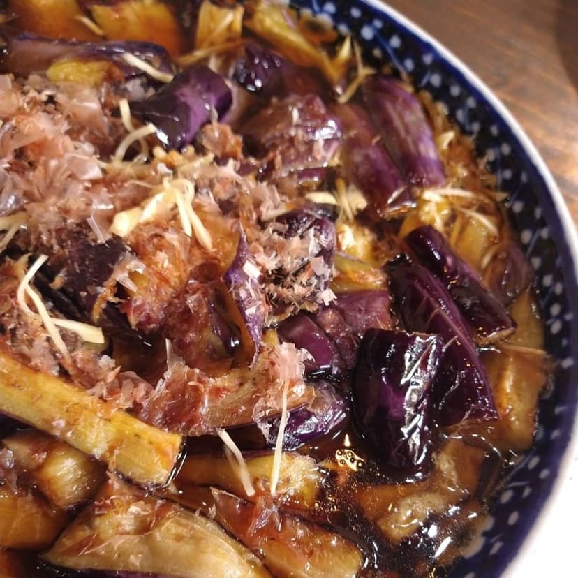 味が染みた、なすの揚げ浸し